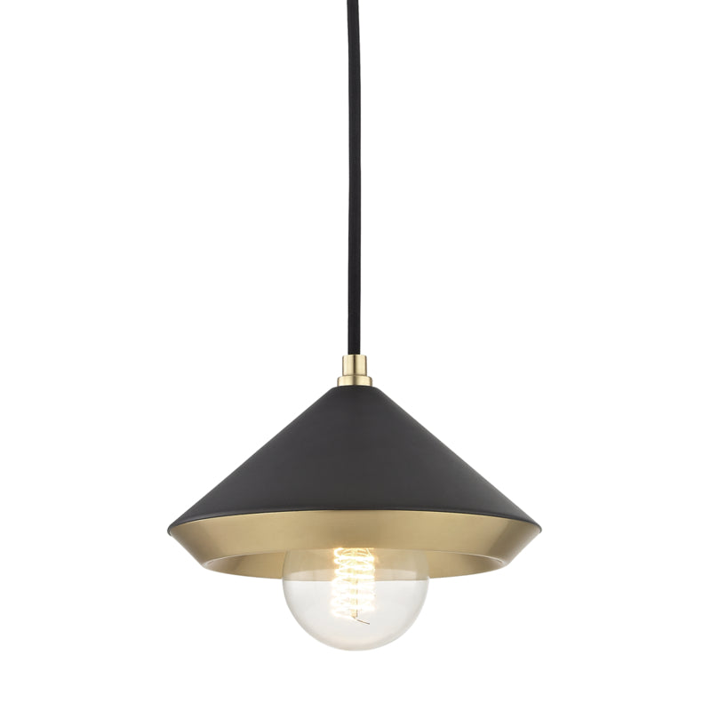 Mitzi - One Light Pendant - Marnie - Aged Brass/Black- Union Lighting Luminaires Decor