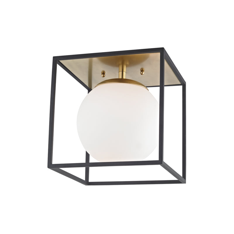 Mitzi - One Light Flush Mount - Aira - Aged Brass/Black- Union Lighting Luminaires Decor