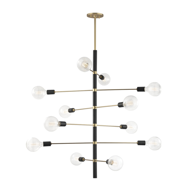 Mitzi - 12 Light Chandelier - Astrid - Aged Brass/Black- Union Lighting Luminaires Decor