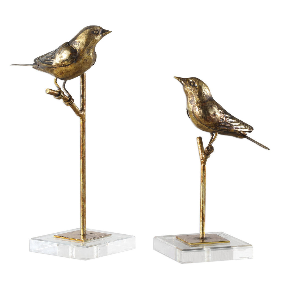 Uttermost - Sculpture, Set/2 - Passerines - Antiqued Gold Leaf- Union Lighting Luminaires Decor