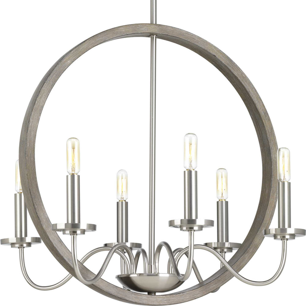 Progress Canada - Six Light Chandelier - Fontayne - Brushed Nickel- Union Lighting Luminaires Decor