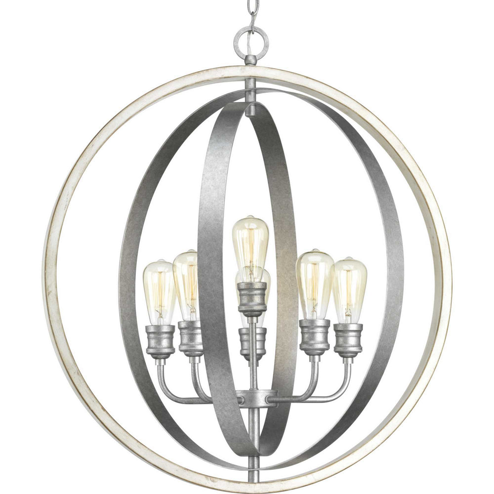 Progress Canada - Six Light Pendant - Conestee - Galvanized- Union Lighting Luminaires Decor