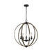 Visual Comfort Studio Canada - Five Light Outdoor Chandelier - Allier - Weathered Oak Wood / Antique Forged Iron- Union Lighting Luminaires Decor