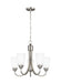 Generation Lighting Canada - Five Light Chandelier - Seville - Brushed Nickel- Union Lighting Luminaires Decor