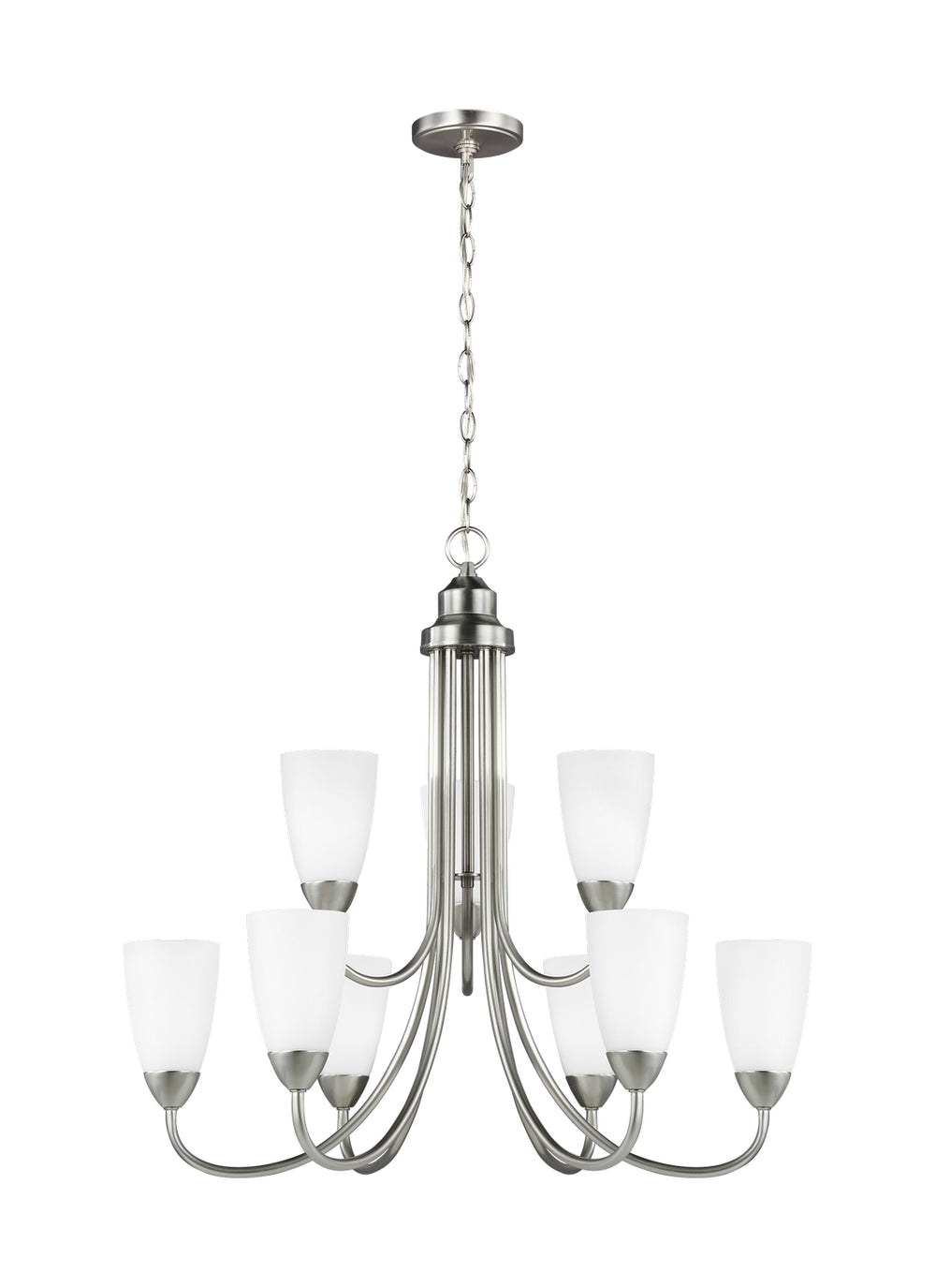 Generation Lighting Canada - Nine Light Chandelier - Seville - Brushed Nickel- Union Lighting Luminaires Decor