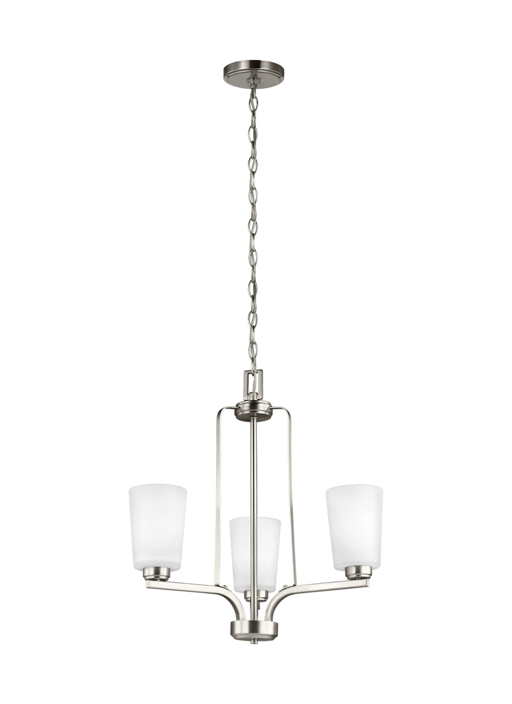 Generation Lighting Canada - Three Light Chandelier - Franport - Brushed Nickel- Union Lighting Luminaires Decor