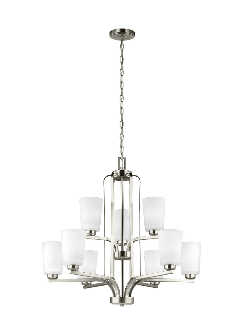 Generation Lighting Canada - Nine Light Chandelier - Franport - Brushed Nickel- Union Lighting Luminaires Decor