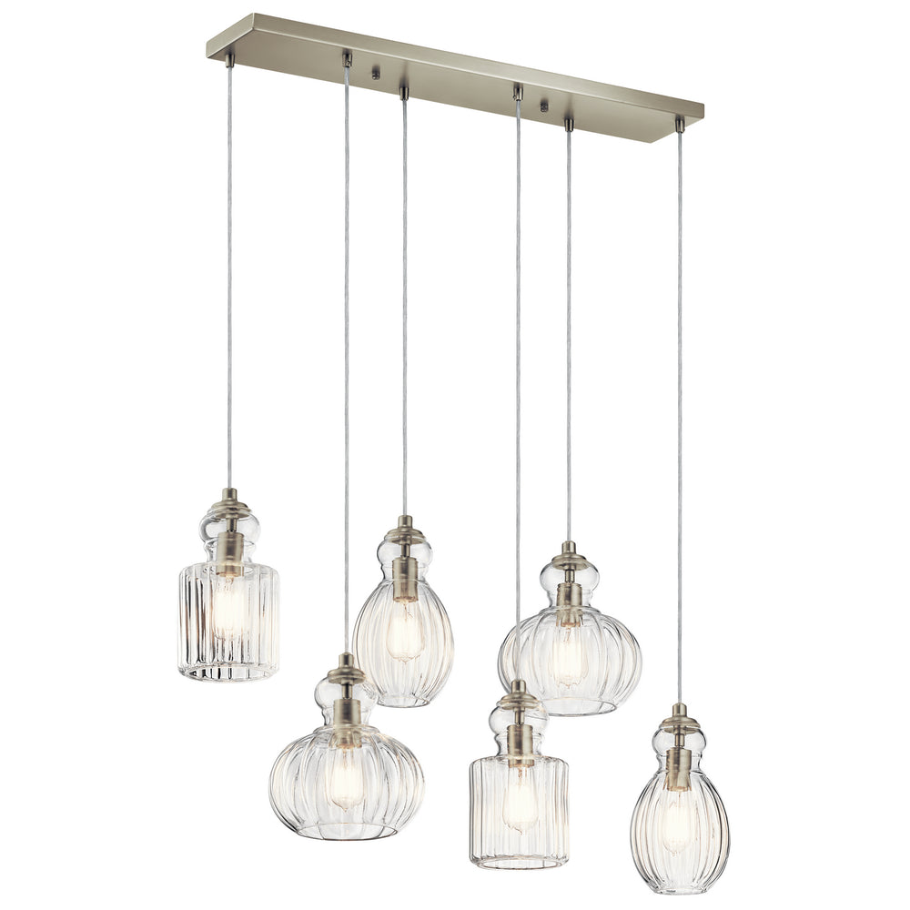 Kichler Canada - Six Light Linear Chandelier - Riviera - Brushed Nickel- Union Lighting Luminaires Decor
