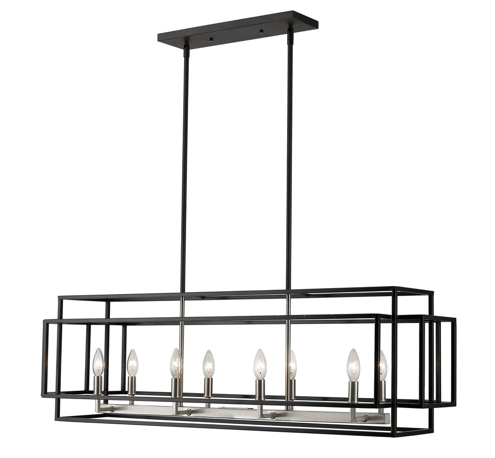 Z-Lite Canada - Eight Light Linear Chandelier - Titania - Black + Brushed Nickel- Union Lighting Luminaires Decor