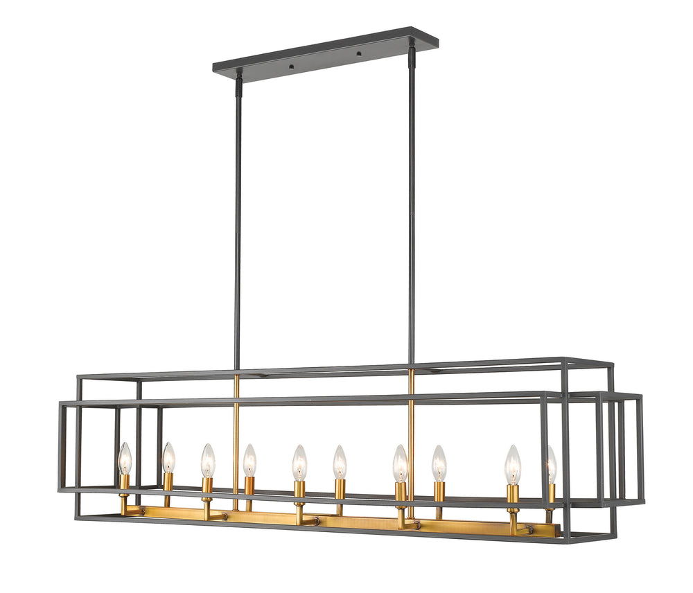 Z-Lite Canada - Ten Light Linear Chandelier - Titania - Bronze + Olde Brass- Union Lighting Luminaires Decor