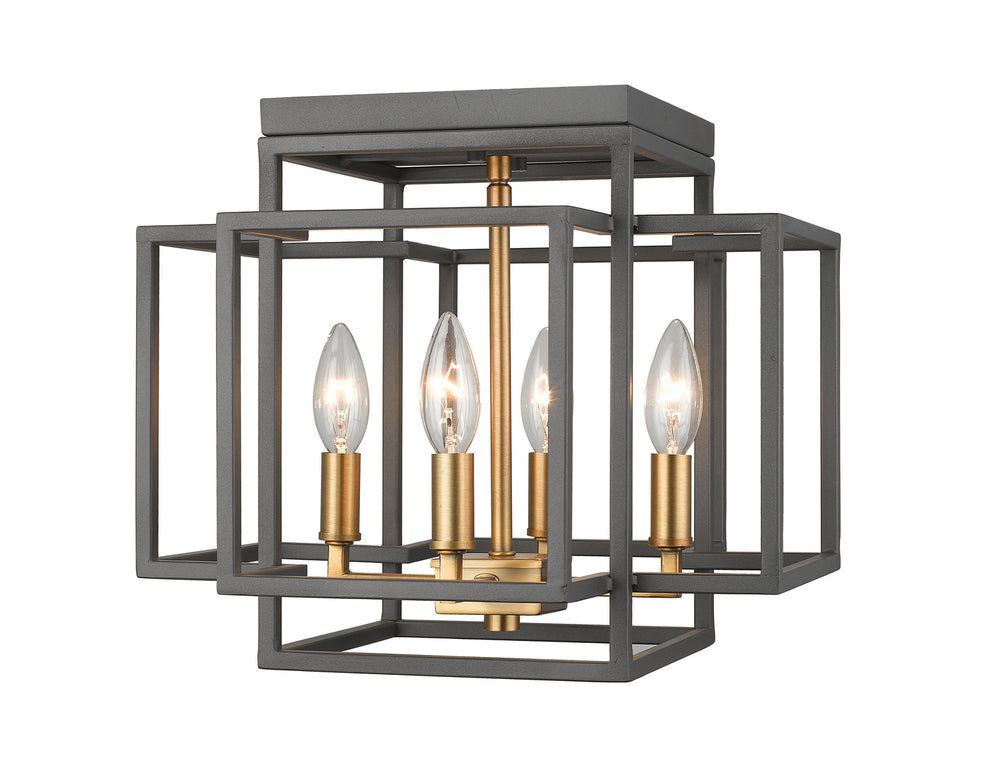 Z-Lite Canada - Four Light Flush Mount - Titania - Bronze + Olde Brass- Union Lighting Luminaires Decor