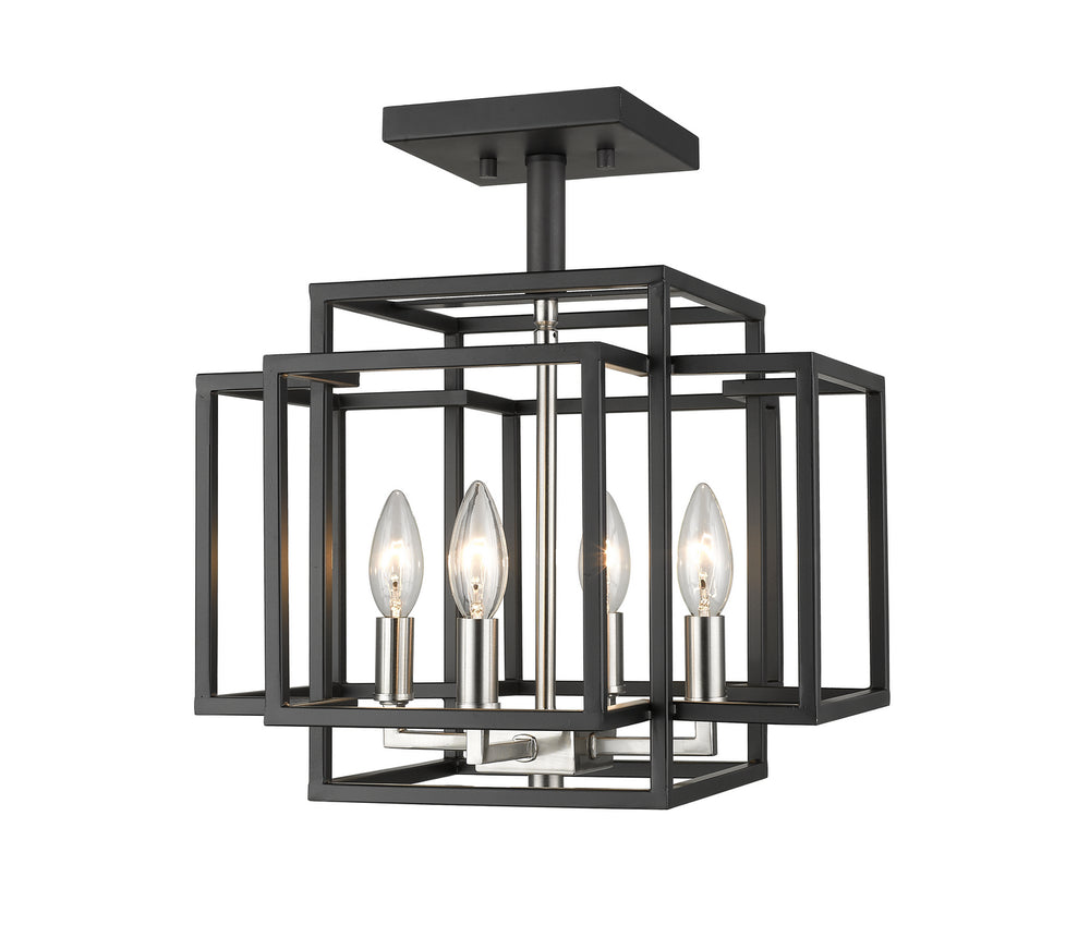 Z-Lite Canada - Four Light Semi Flush Mount - Titania - Black + Brushed Nickel- Union Lighting Luminaires Decor