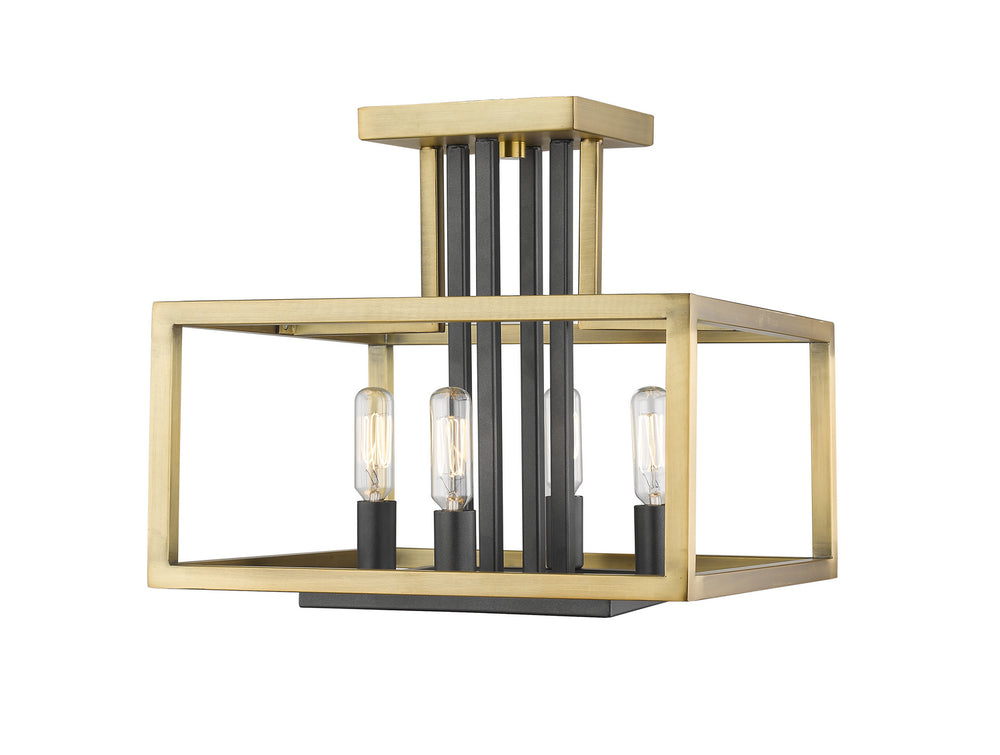 Z-Lite Canada - Four Light Semi Flush Mount - Quadra - Olde Brass + Bronze- Union Lighting Luminaires Decor