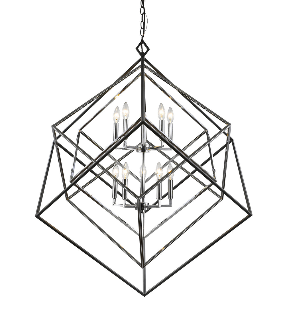 Z-Lite Canada - Ten Light Chandelier - Euclid - Chrome + Matte Black- Union Lighting Luminaires Decor