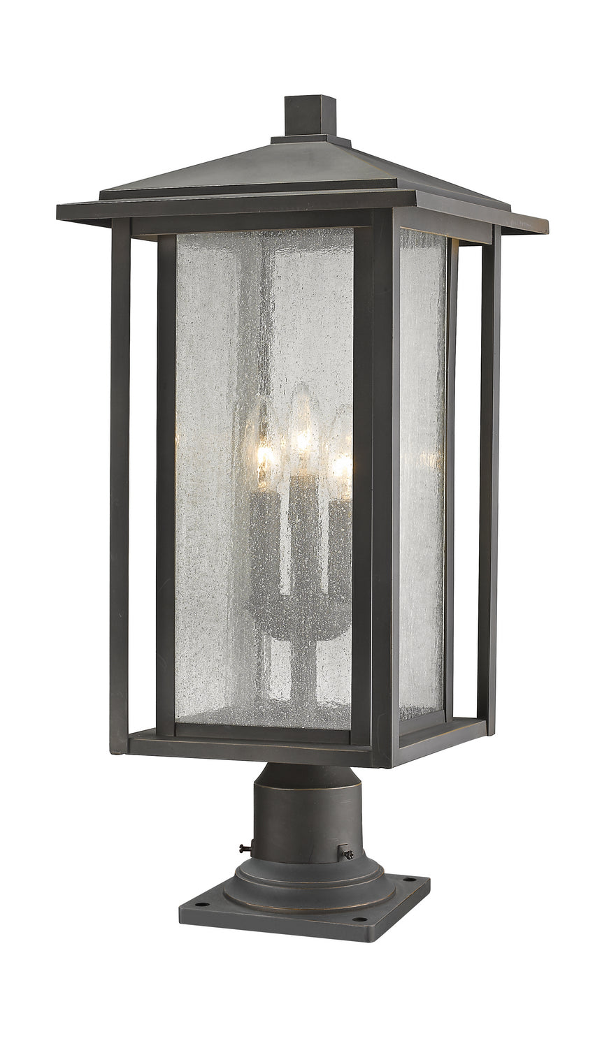 Z-Lite Canada - Three Light Outdoor Pier Mounted Fixture - Aspen - Oil Rubbed Bronze- Union Lighting Luminaires Decor