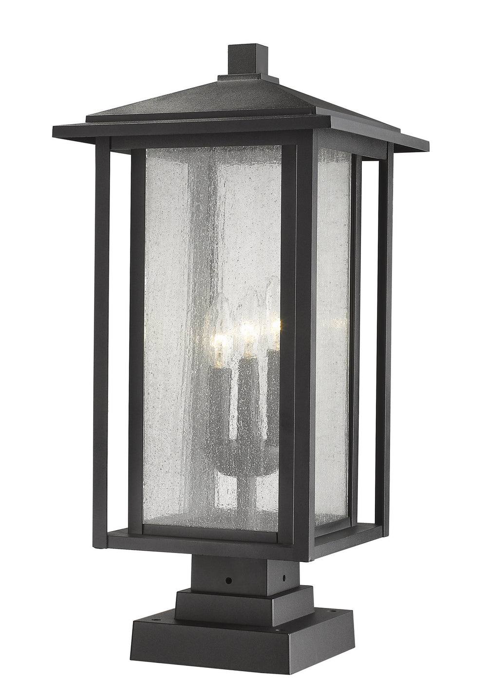 Z-Lite Canada - Three Light Outdoor Pier Mounted Fixture - Aspen - Black- Union Lighting Luminaires Decor