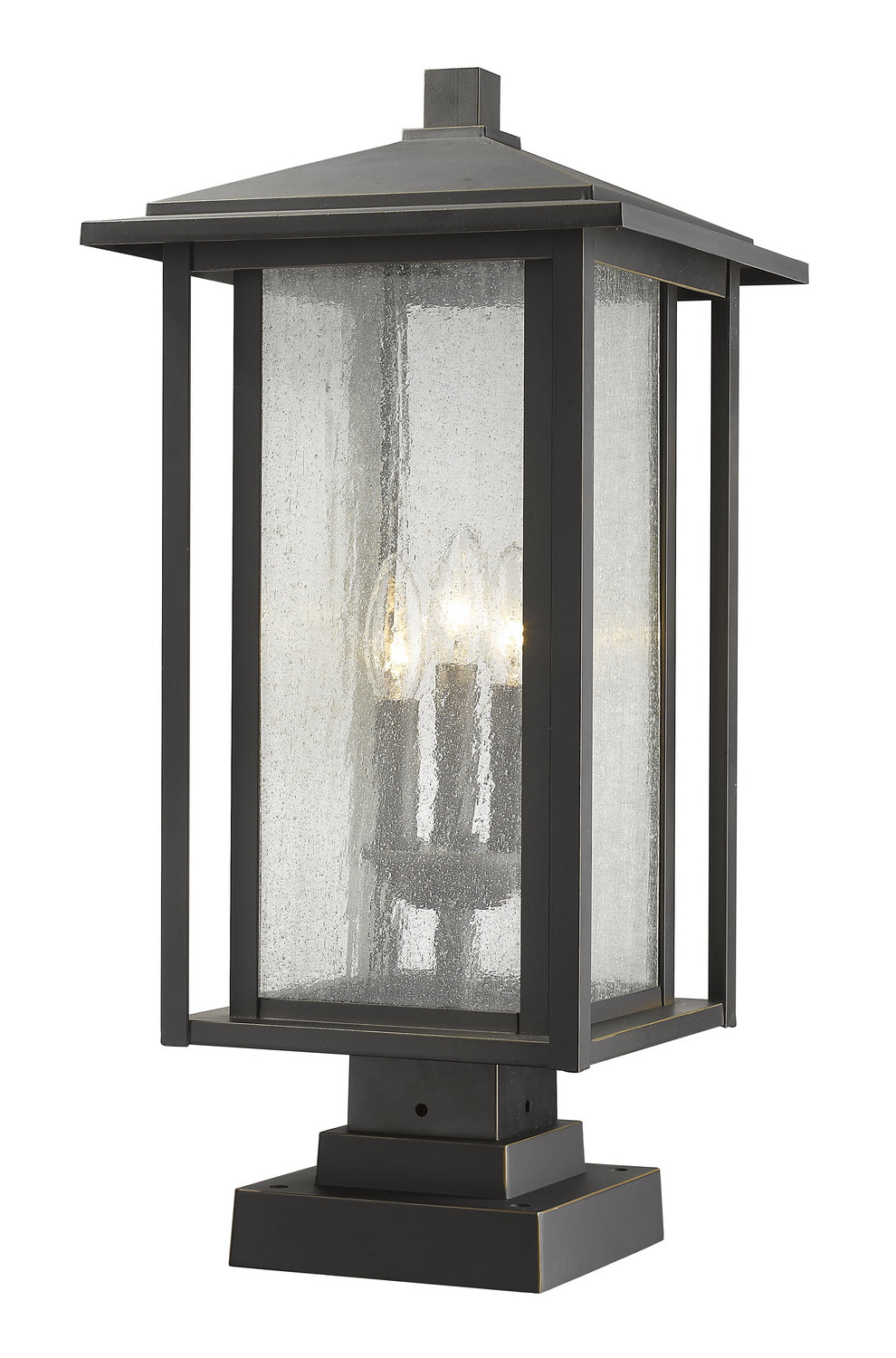 Z-Lite Canada - Three Light Outdoor Pier Mounted Fixture - Aspen - Oil Rubbed Bronze- Union Lighting Luminaires Decor