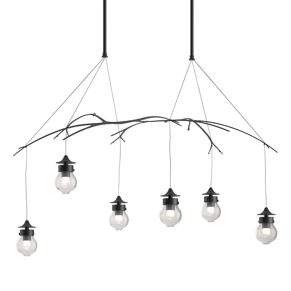 Hubbardton Forge - Six Light Pendant - Kiwi - Black- Union Lighting Luminaires Decor