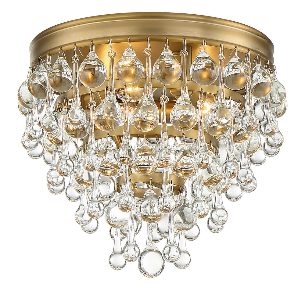 Crystorama - Three Light Flush Mount - Calypso - Vibrant Gold- Union Lighting Luminaires Decor
