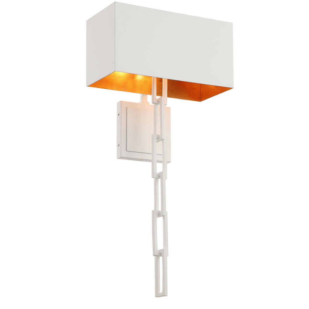 Crystorama - Two Light Wall Sconce - Alston - Matte White + Antique Gold- Union Lighting Luminaires Decor