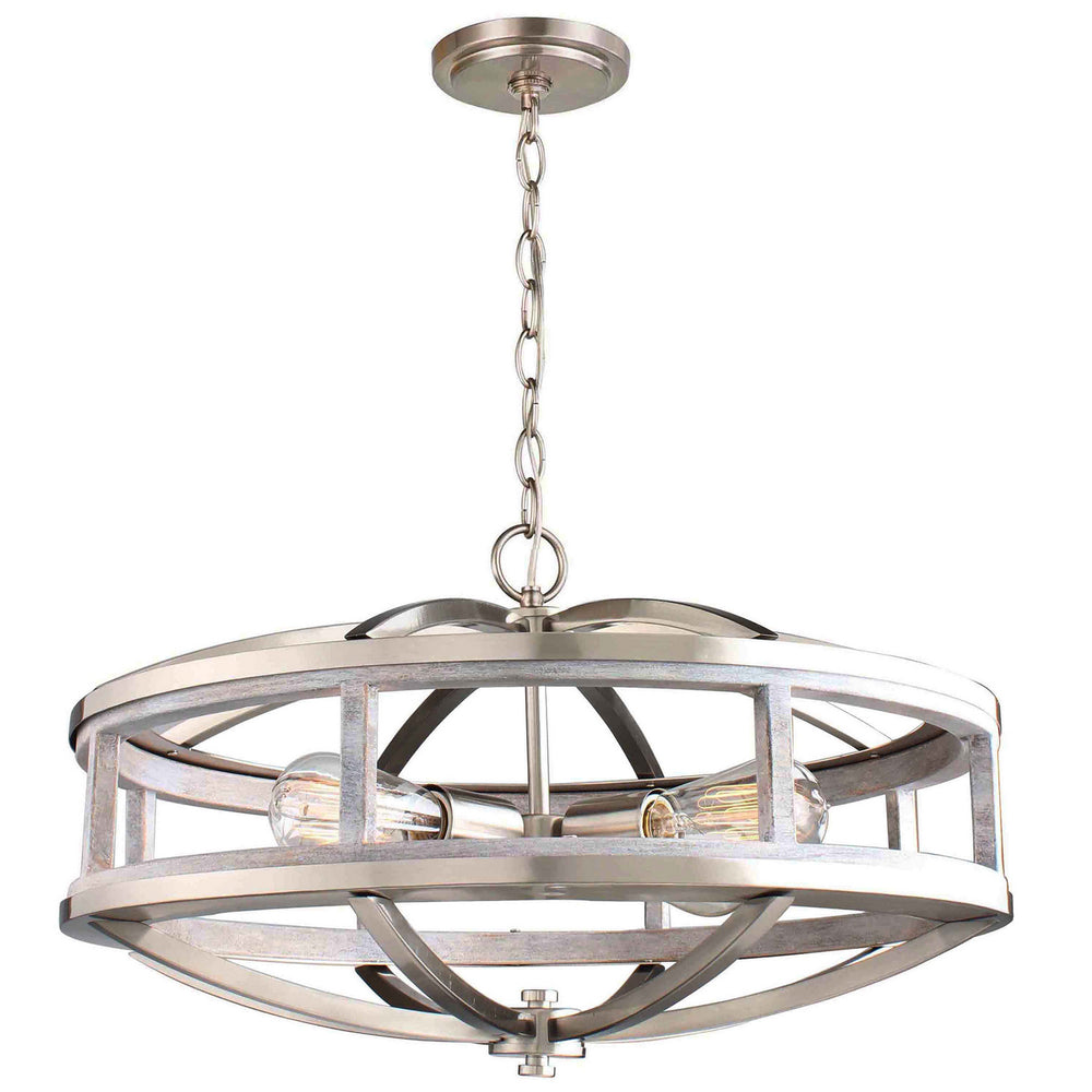 Eglo Canada - Four Light Chandelier - Montrose - Acia Wood & Brushed Nickel- Union Lighting Luminaires Decor