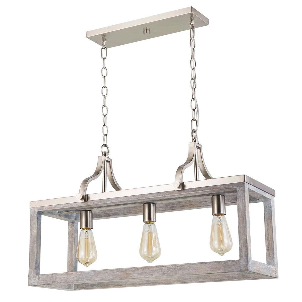 Eglo Canada - Three Light Linear Pendant - Montrose - Acia Wood & Brushed Nickel- Union Lighting Luminaires Decor