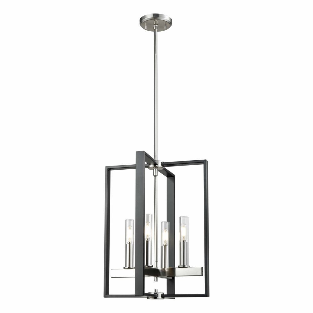 DVI Canada - Four Light Foyer Pendant - Blairmore - Satin Nickel And Graphite w/Clear Glass- Union Lighting Luminaires Decor