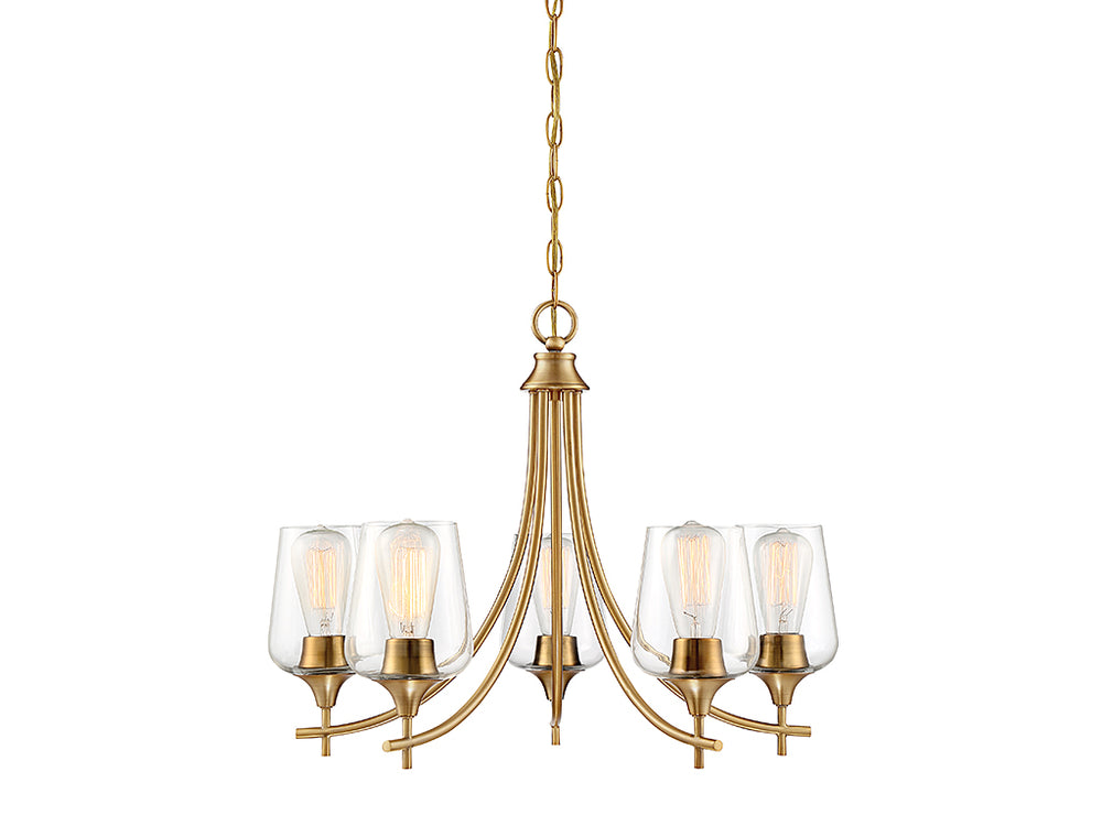Savoy House - Five Light Chandelier - Octave - Warm Brass- Union Lighting Luminaires Decor