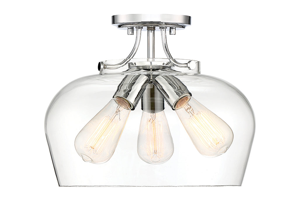 Savoy House - Three Light Semi-Flush Mount - Octave - Polished Chrome- Union Lighting Luminaires Decor