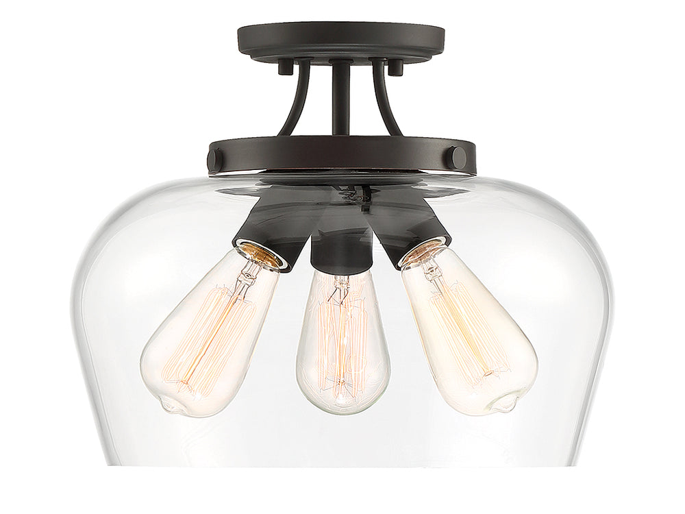 Savoy House - Three Light Semi-Flush Mount - Octave - English Bronze- Union Lighting Luminaires Decor