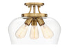 Savoy House - Three Light Semi-Flush Mount - Octave - Warm Brass- Union Lighting Luminaires Decor