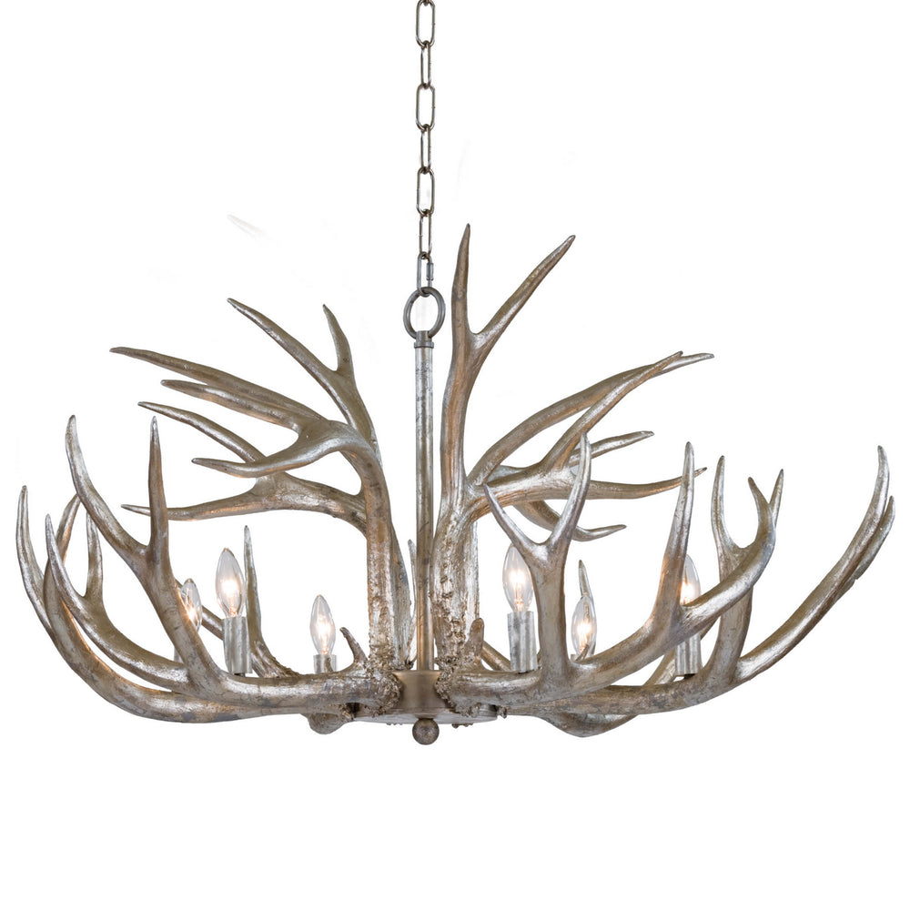 Regina Andrew Canada - Six Light Chandelier - Antler - Silver Leaf- Union Lighting Luminaires Decor