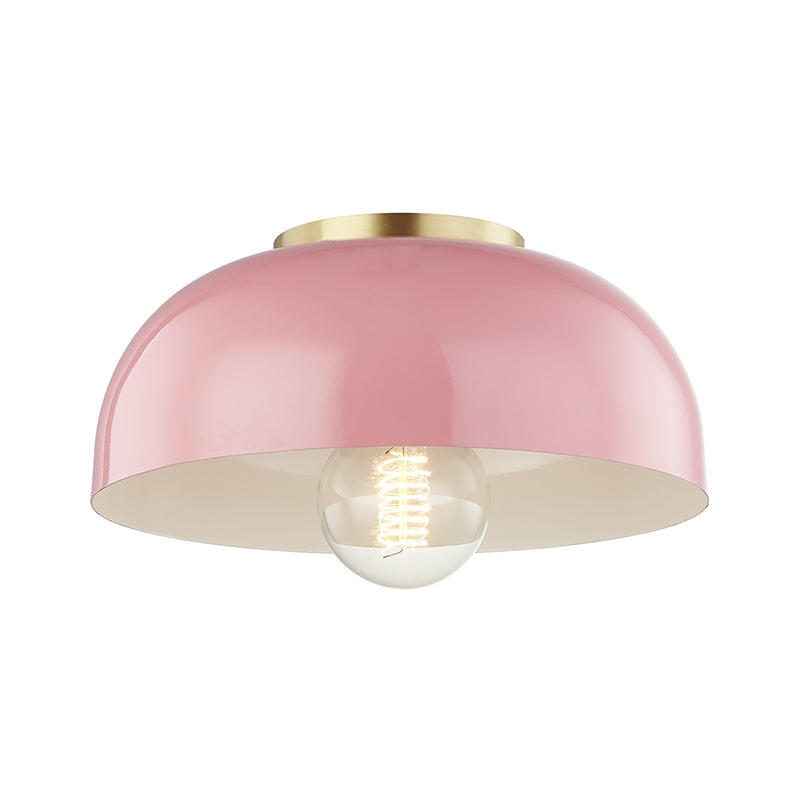 Mitzi - One Light Flush Mount - Avery - Aged Brass/Pink- Union Lighting Luminaires Decor