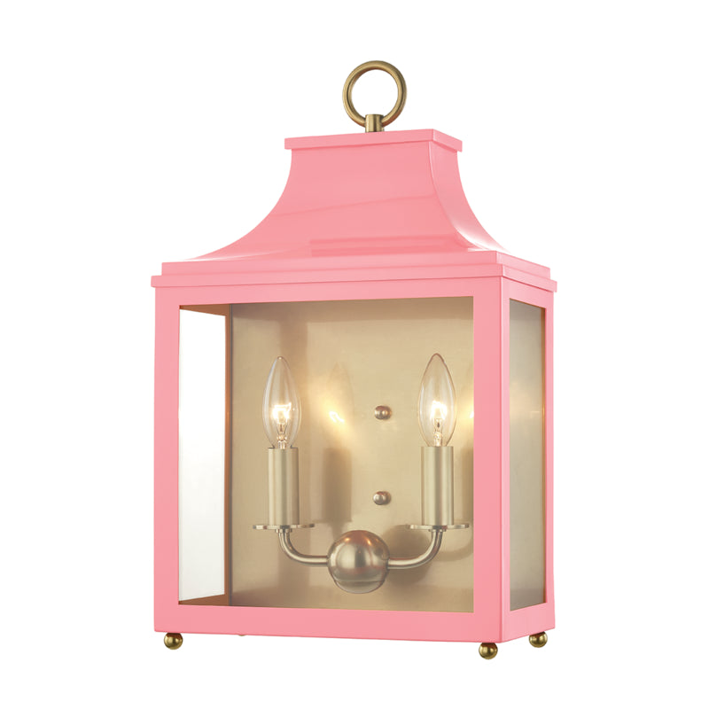 Mitzi - Two Light Wall Sconce - Leigh - Aged Brass/Pink- Union Lighting Luminaires Decor