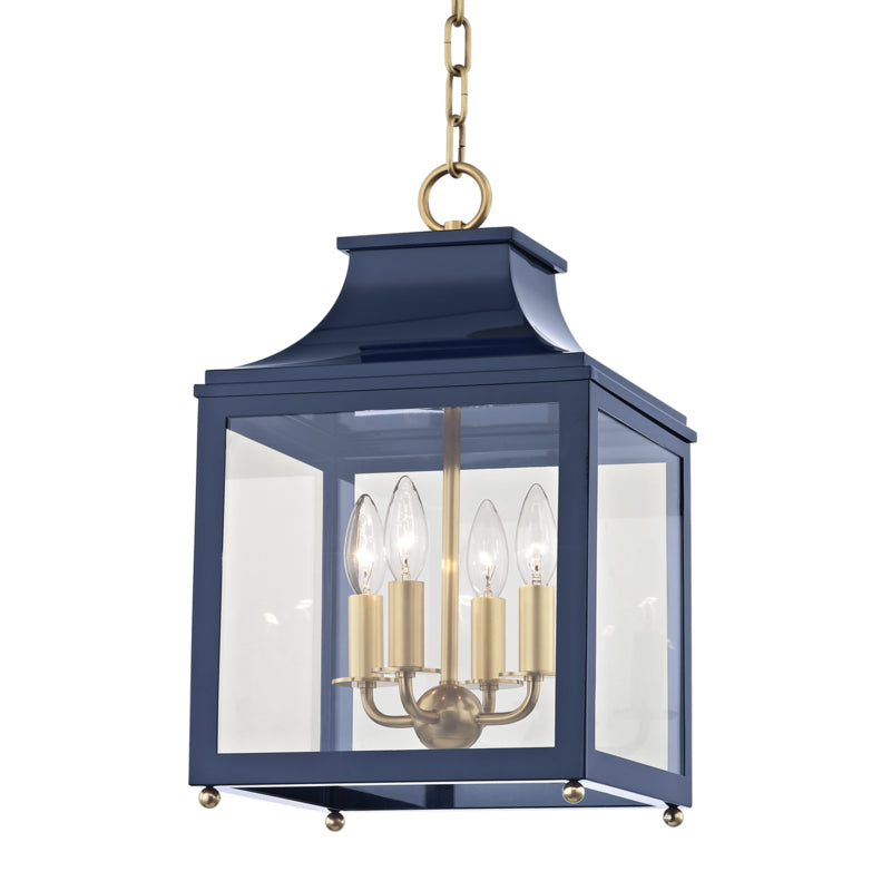 Mitzi - Four Light Lantern - Leigh - Aged Brass/Navy- Union Lighting Luminaires Decor