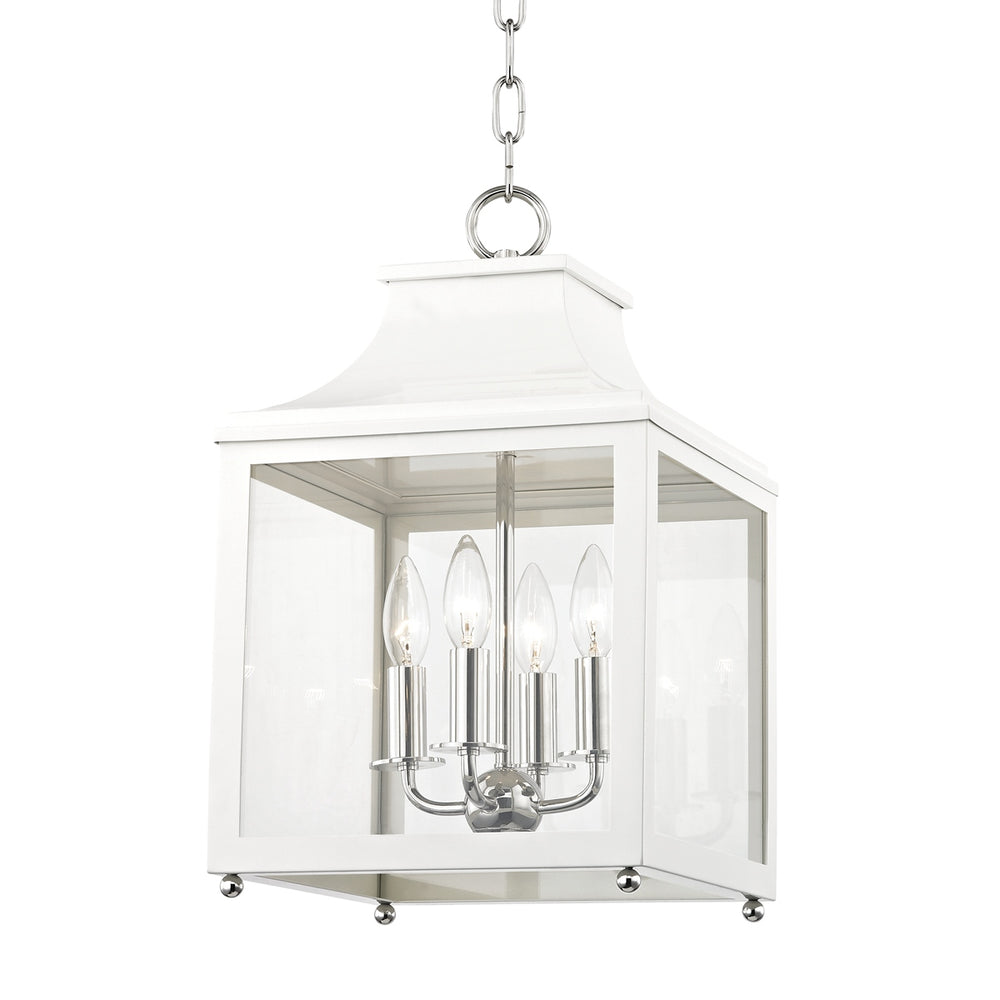 Mitzi Canada - Four Light Lantern - Leigh - Polished Nickel/White- Union Lighting Luminaires Decor