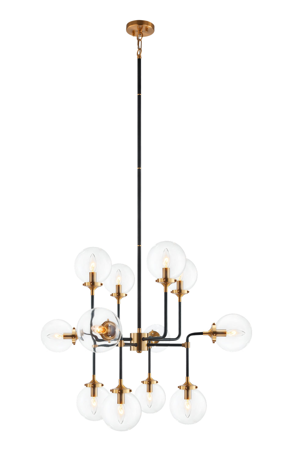 Matteo Canada - 12 Light Chandelier - Particles - Aged Gold Brass- Union Lighting Luminaires Decor