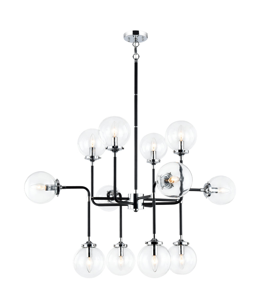 Matteo Canada - 12 Light Chandelier - Particles - Black & Chrome- Union Lighting Luminaires Decor
