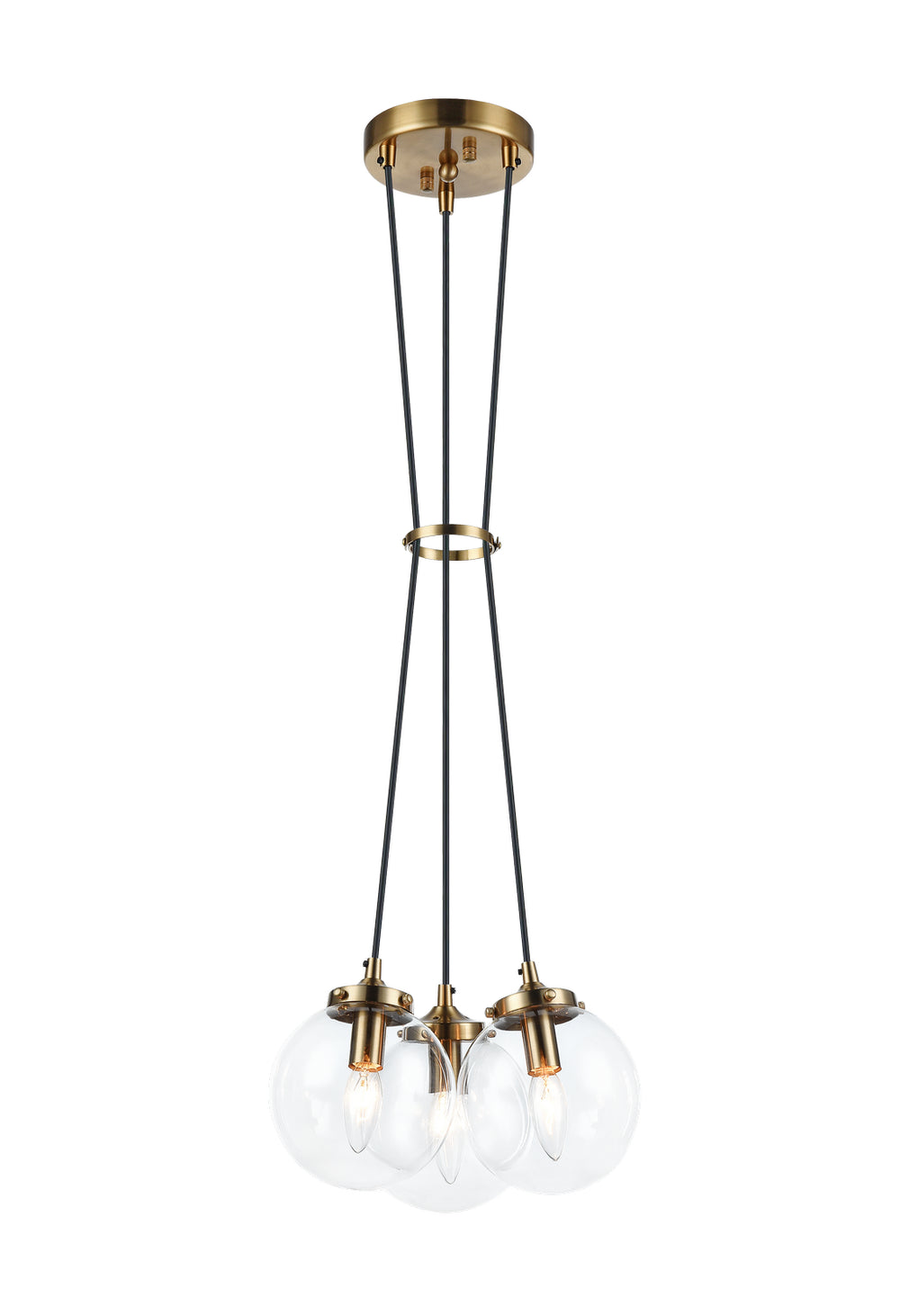 Matteo Canada - Three Light Pendant - The Bougie - Aged Gold Brass- Union Lighting Luminaires Decor