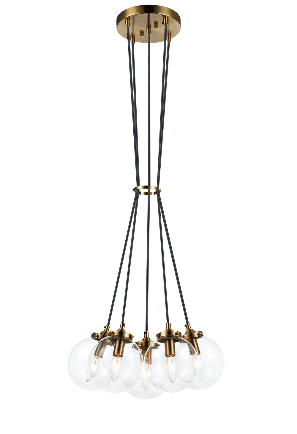 Matteo Canada - Five Light Chandelier - The Bougie - Aged Gold Brass- Union Lighting Luminaires Decor