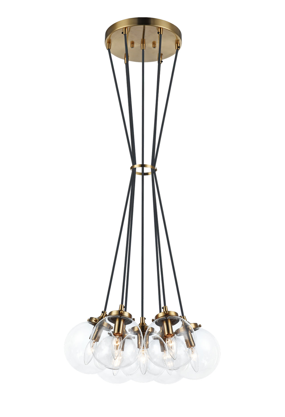 Matteo Canada - Seven Light Pendant - The Bougie - Aged Gold Brass- Union Lighting Luminaires Decor