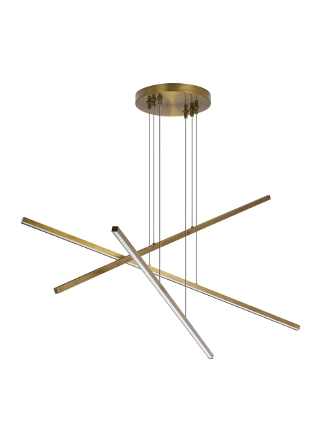 Visual Comfort Modern - LED Linear Chandelier - Essence Trio - Aged Brass- Union Lighting Luminaires Decor