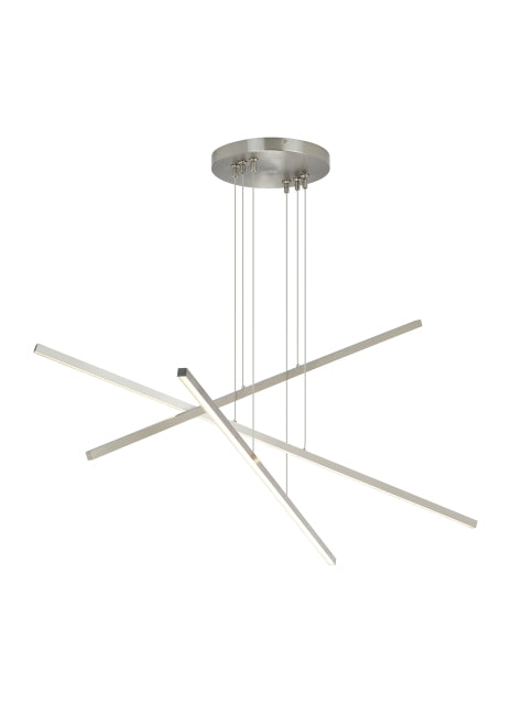 Visual Comfort Modern - LED Linear Chandelier - Essence Trio - Satin Nickel- Union Lighting Luminaires Decor