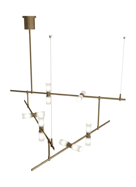 Visual Comfort Modern - LED Chandelier - ModernRail - Aged Brass- Union Lighting Luminaires Decor