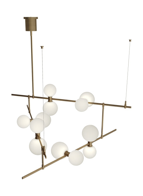 Visual Comfort Modern - LED Chandelier - ModernRail - Aged Brass- Union Lighting Luminaires Decor