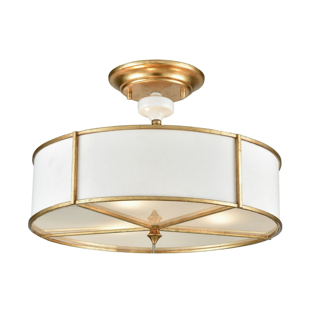 ELK Home - Three Light Semi Flush Mount - Ceramique - Antique Gold Leaf- Union Lighting Luminaires Decor