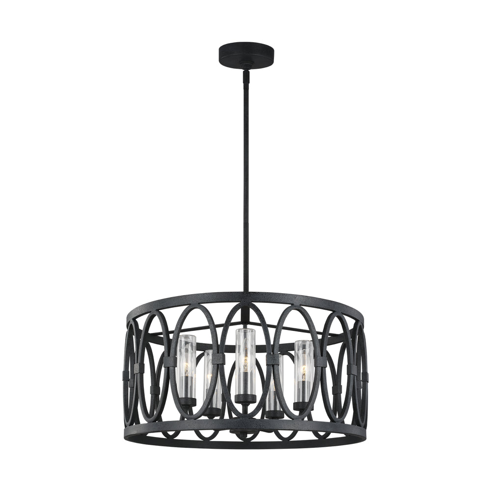 Visual Comfort Studio Canada - Five Light Outdoor Chandelier - Patrice - Dark Weathered Zinc- Union Lighting Luminaires Decor