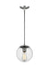 Visual Comfort Studio Canada - One Light Pendant - Leo - Hanging Globe - Satin Aluminum- Union Lighting Luminaires Decor