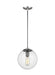 Visual Comfort Studio Canada - One Light Pendant - Leo - Hanging Globe - Satin Aluminum- Union Lighting Luminaires Decor