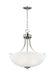 Generation Lighting Canada - Three Light Pendant - Geary - Brushed Nickel- Union Lighting Luminaires Decor